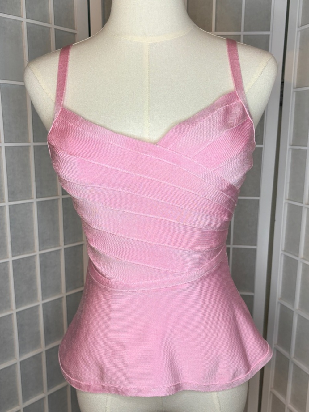 Pink Bandage Peplum Cami Top XS